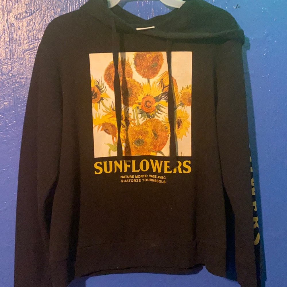 black hoodie w sunflowers